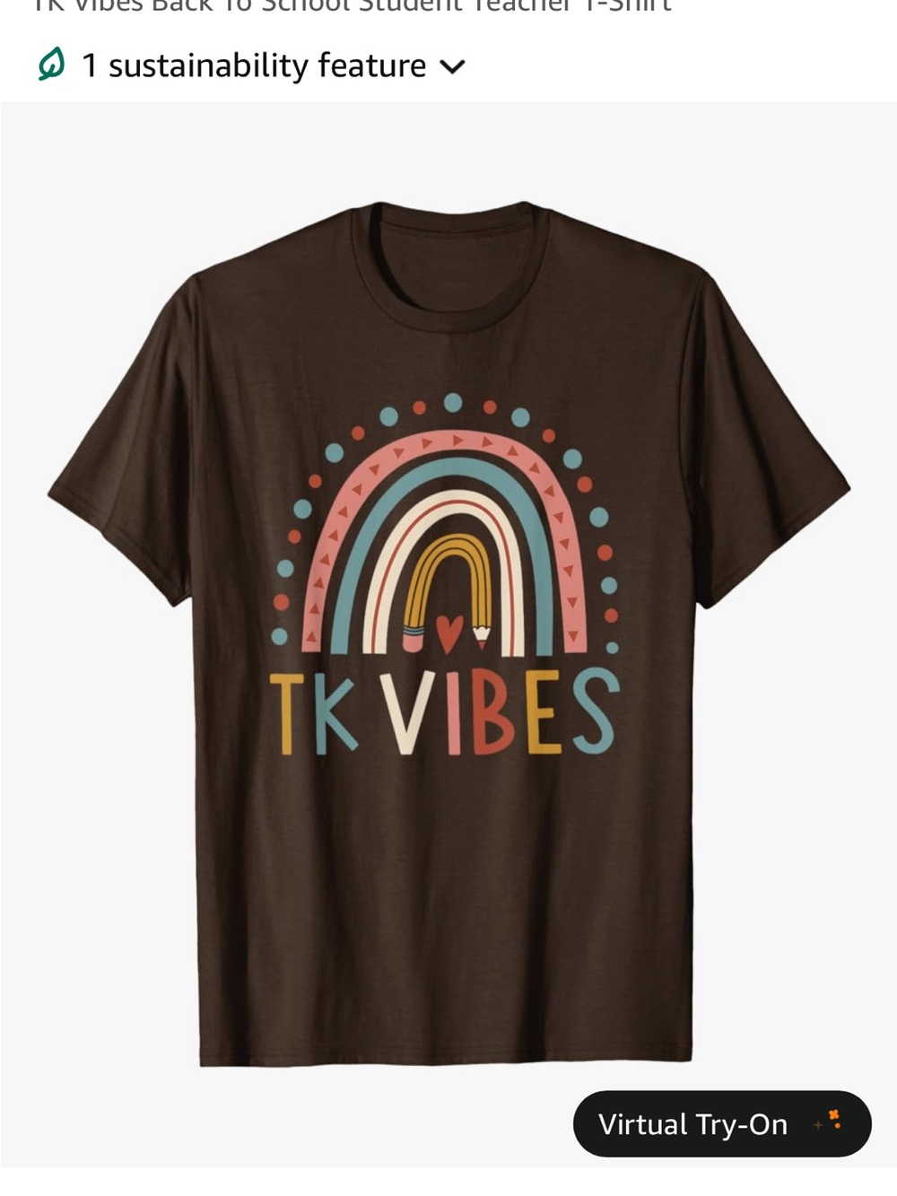 Rainbow Graphic Teacher Tee - Brown